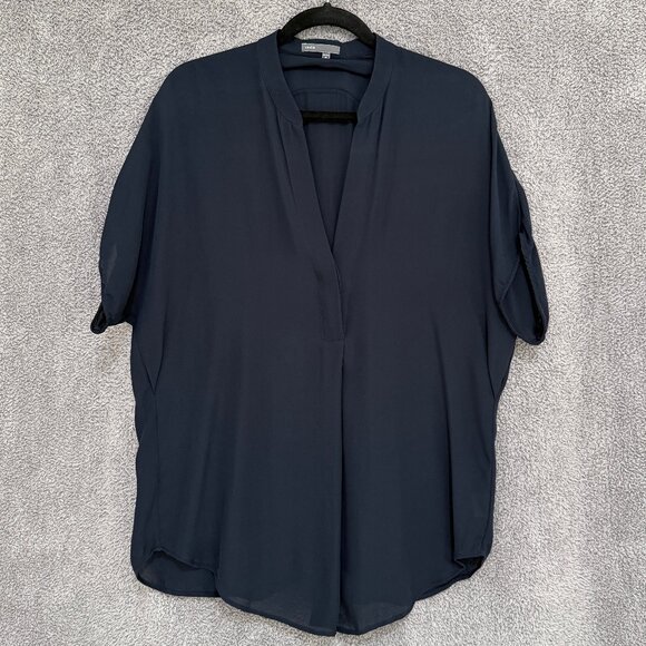 Vince Silk Dolman Cap Sleeve blouse Coastal Blue Navy Large - Picture 3 of 5